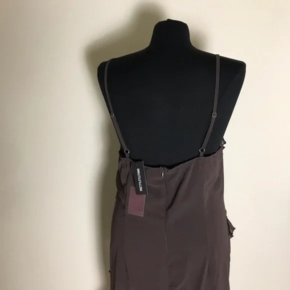 PrettyLittleThing Chocolate Chiffon Sheer Shift Dress NWT - Picture 5 of 7